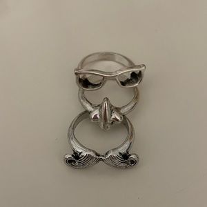 Funny glasses, nose, mustache ring set